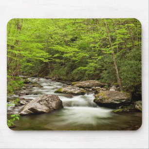 Straight Gabel fließt durch den Wald Mousepad