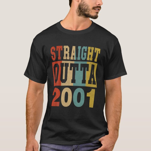 Straight Outta 2001 20th Birthday 20Years Old Boy T-Shirt (Vorderseite)