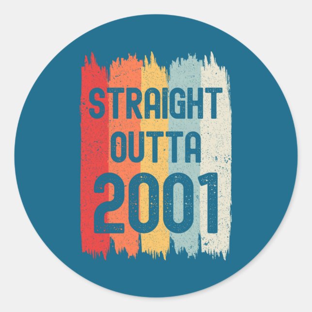 Straight Outta 2001 Funny Retro Birthday Awesome S Runder Aufkleber (Vorderseite)