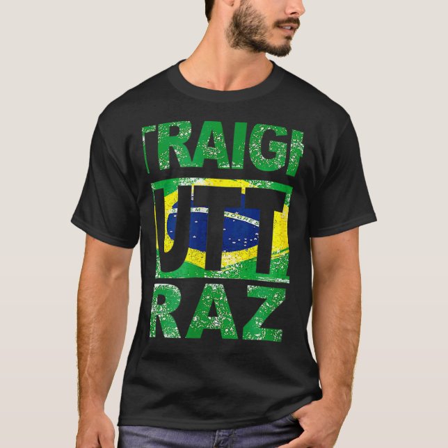 Straight Outta Brasilien Flag Farben stören. T-Shirt (Vorderseite)