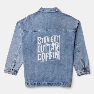 Straight Outta Coffin Funny Vampire Halloween Puns Jeansjacke