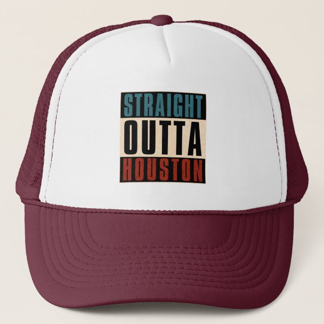 Straight Outta Houston Texas TX USA Truckerkappe (Vorderseite)