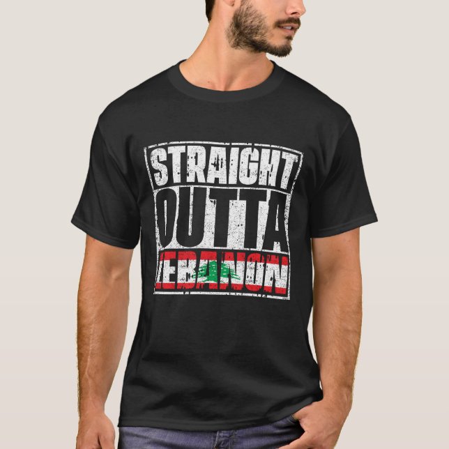 Straight Outta Libanon Flag T-Shirt (Vorderseite)