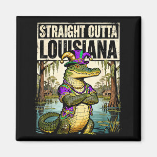 Straight Outta Louisiana Mardi Gras Alligator _1 Magnet