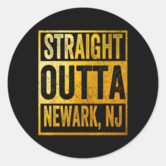Straight Outta Newark New Jersey  Runder Aufkleber (Vorderseite)