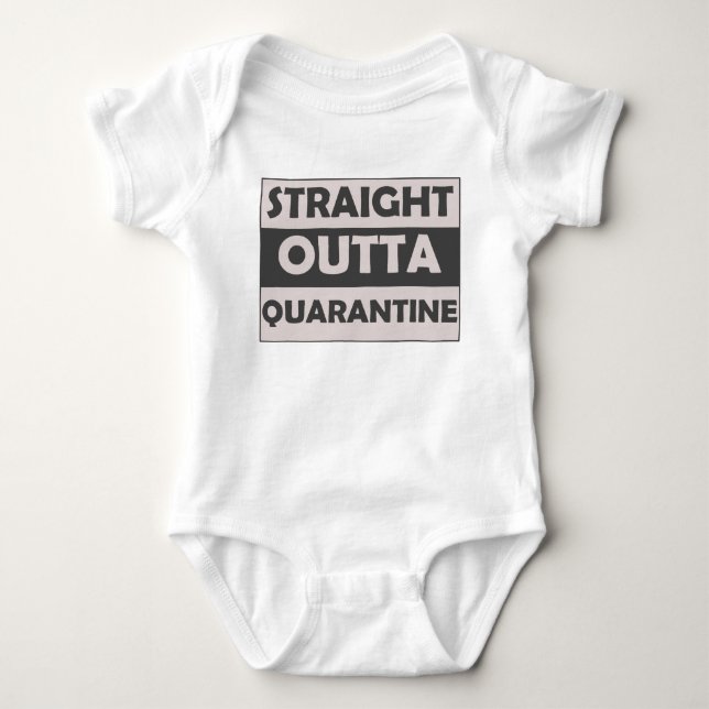 Straight Outta Quarantine Sprichwort Schwarz Grau Baby Strampler (Vorderseite)