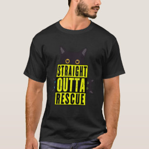 Straight Outta Rettung Schwarze Katze Männer Fraue T-Shirt