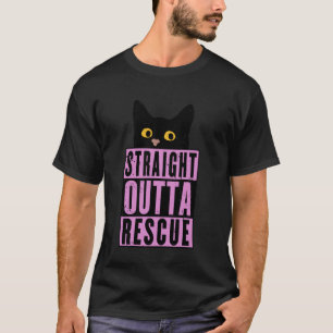 Straight Outta Rettung Schwarze Katze Männer Fraue T-Shirt