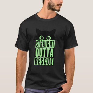 Straight Outta Rettung Schwarze Katze Männer Fraue T-Shirt