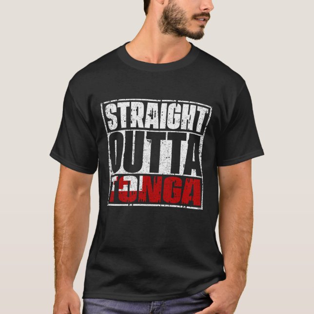 Straight Outta Tonga Flag T-Shirt (Vorderseite)