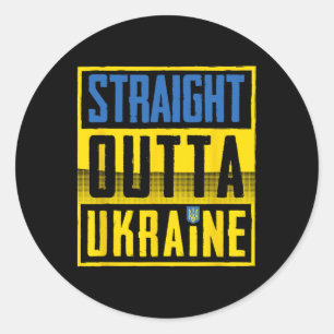 Straight Outta Ukraine Ukrainische Flagge Ukraine Runder Aufkleber