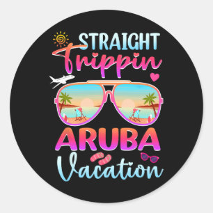 Straight Trippin Aruba 2025 Beach Summer Vacation Runder Aufkleber
