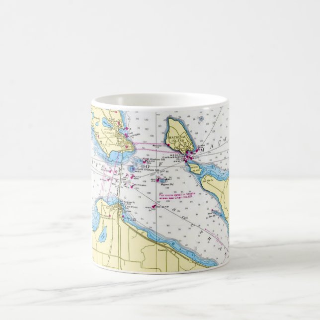 Straits of Mackinac Nautical Chart Mug Kaffeetasse (Mittel)