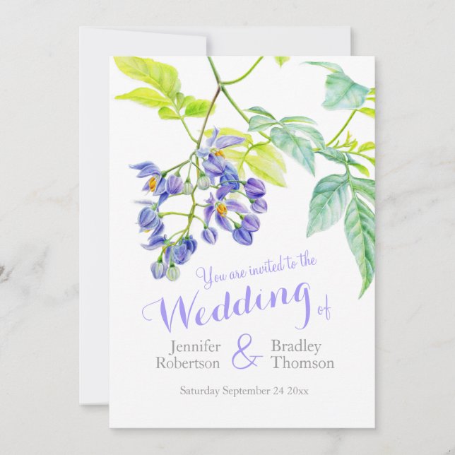 Strampler Aquarell Blumen lila Hochzeit lädt ein Einladung (Vorderseite)