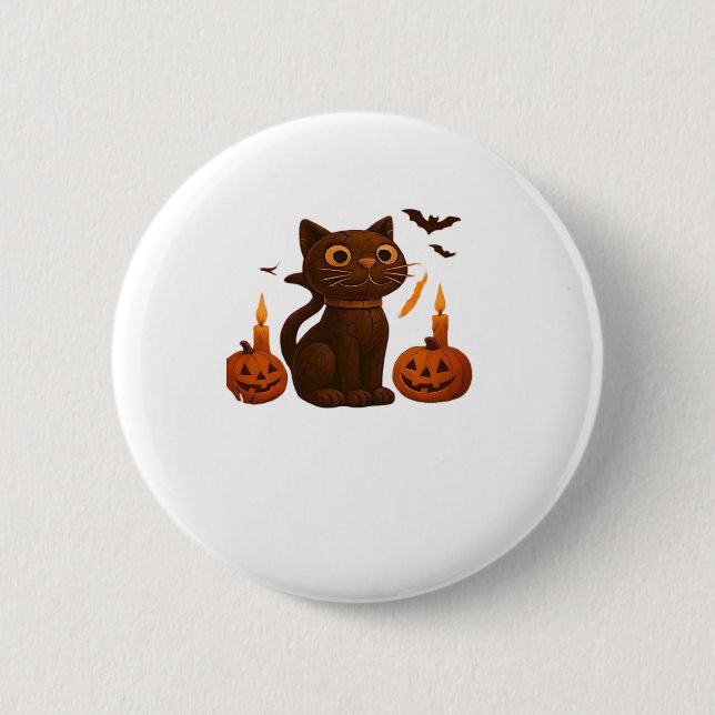 Strampler Pumpkin Cat Halloween Geschenk überversi Button (Vorderseite)