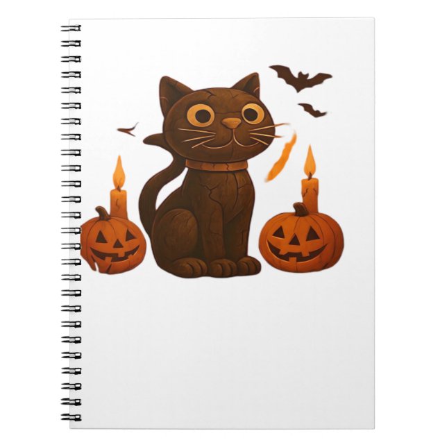 Strampler Pumpkin Cat Halloween Geschenk überversi Notizblock (Vorderseite)