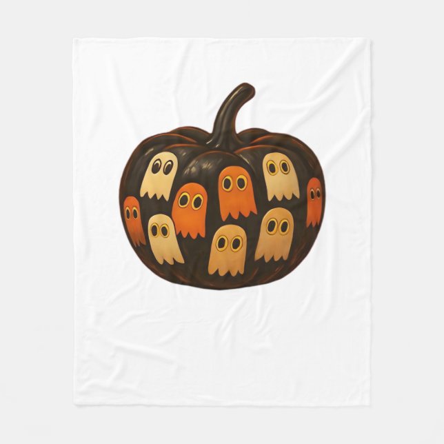 Strampler Pumpkin Ghosts Halloween Geschenk Classi Fleecedecke (Vorderseite)