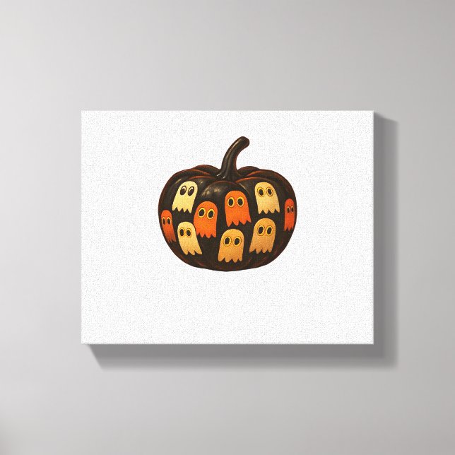 Strampler Pumpkin Ghosts Halloween Geschenk Classi Leinwanddruck (Vorderseite)