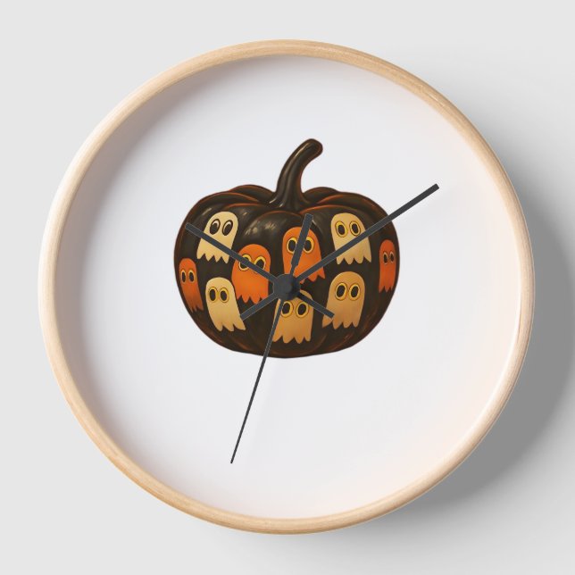 Strampler Pumpkin Ghosts Halloween Geschenk Classi Uhr (Vorderseite)