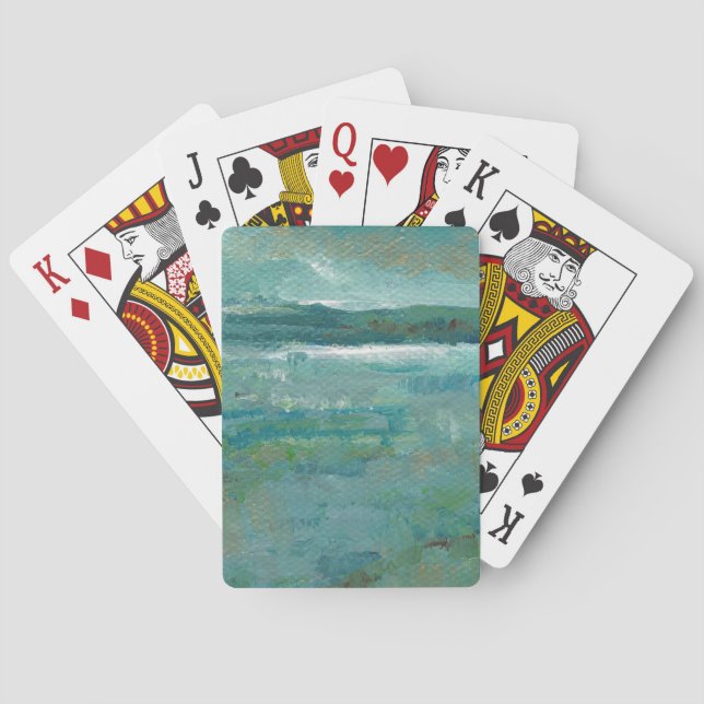 Strand Abstrakte Küstenmeer Aquamarine Malerei Spielkarten (Rückseite)
