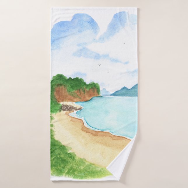 Strand am Meer  Badehandtuch (Badehandtuch)