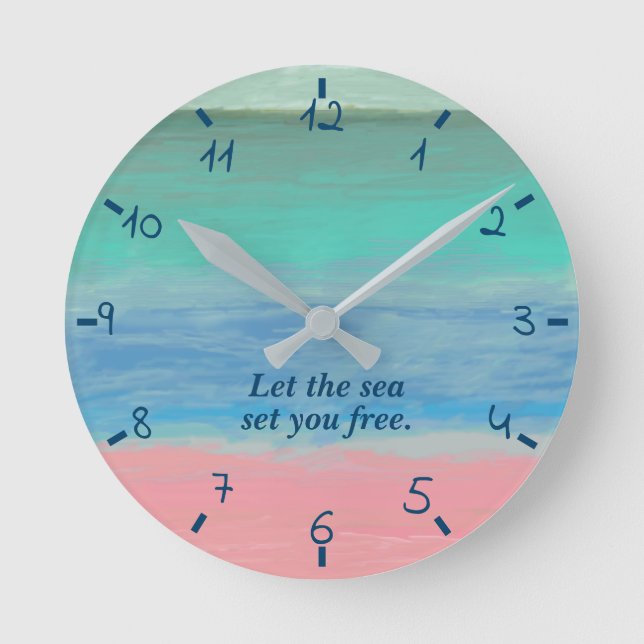 Strand am Meer mit rosa Sand Runde Wanduhr (Vorderseite)