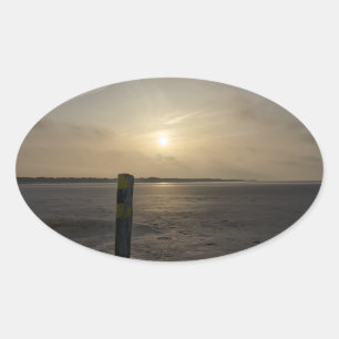 Strand an der Nordsee Ovaler Aufkleber