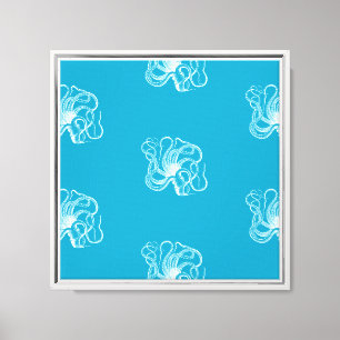 Strand Aqua Blue White Octopus Leinwanddruck