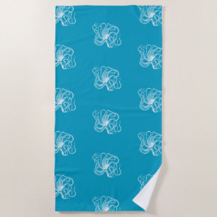 Strand Aqua Blue White Octopus Strandtuch