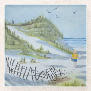 Strand-Aquarell Glasuntersetzer