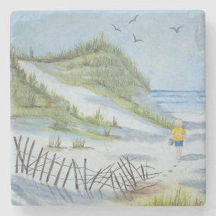 Strand-Aquarell Steinuntersetzer