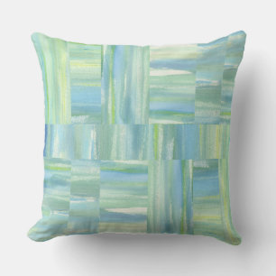 Strand Aquarellblau blaues Elfenbein abstrakt Kissen