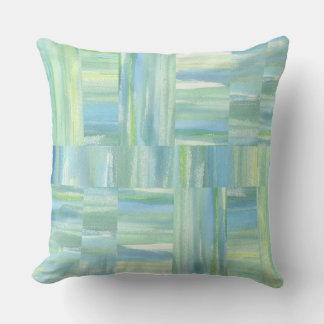 Strand Aquarellblau blaues Elfenbein abstrakt Kissen