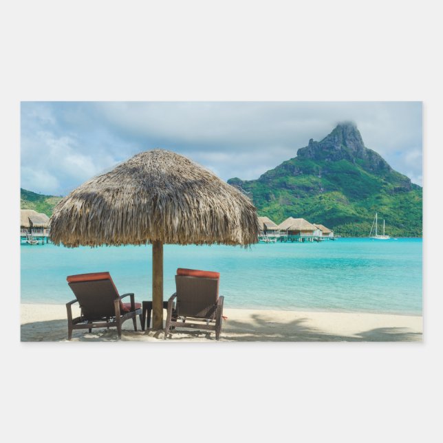 Strand auf Bora Bora Foto Aufkleber (Vorderseite)