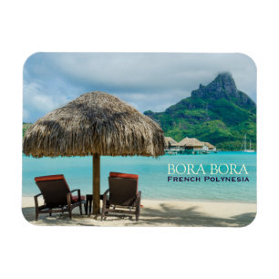 Strand auf Bora Bora rechteckigem Textmagneten Magnet