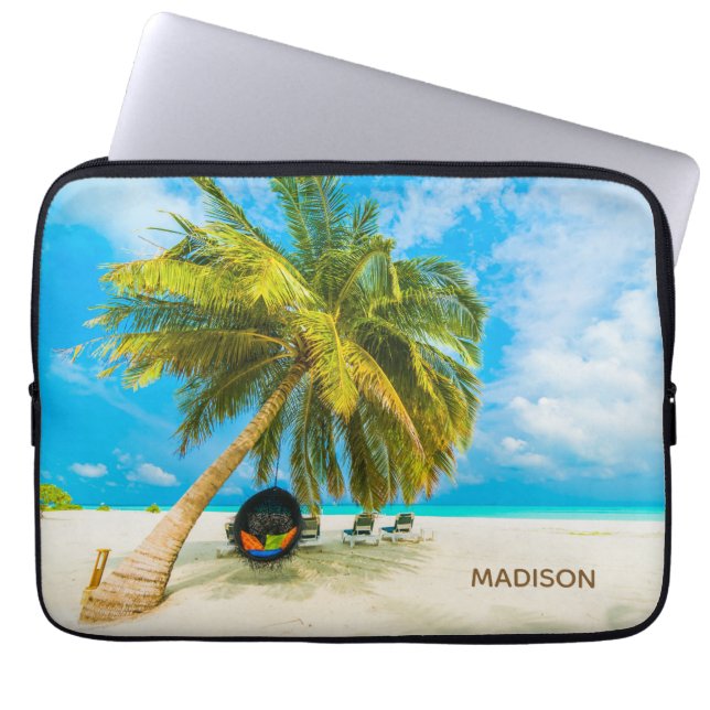 Strand auf den Malediven individuelle Name Laptop- Laptopschutzhülle (Vorderseite)
