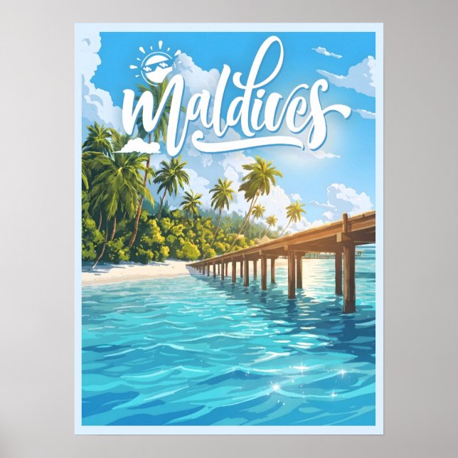 Strand auf den Malediven Poster (Vorne)