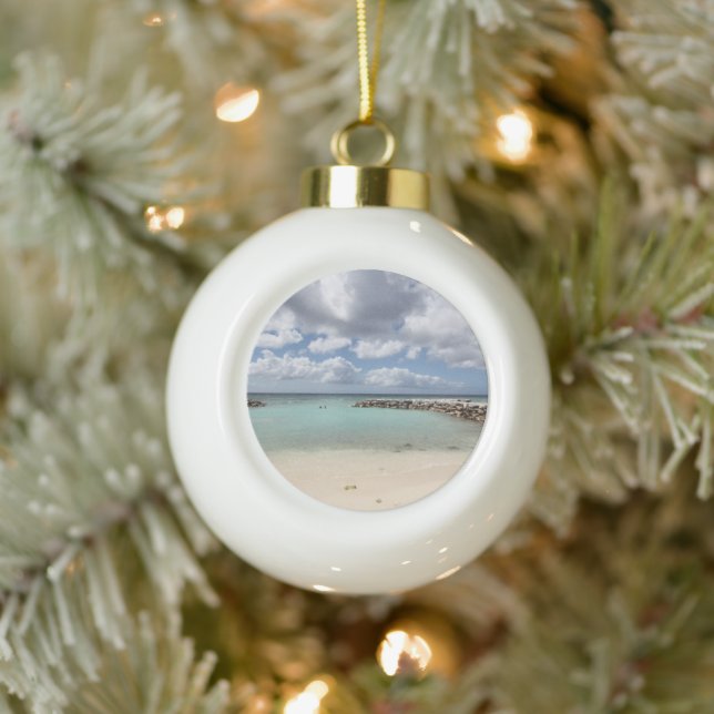 Strand auf der Insel De Palm - Aruba Keramik Kugel-Ornament (Baum)