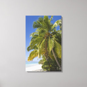 Strand auf One-Foot-Eiland, Aitutaki, Cook-Inseln Leinwanddruck