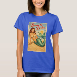 Strand-Babe-Pin-Up-Meerjungfrau -Retro-Küstenleben T-Shirt