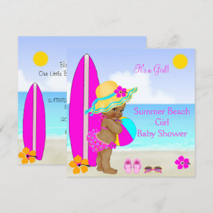 Strand-Baby-Party Mädchen Rosa Türkis Blau Ethnisc Einladung