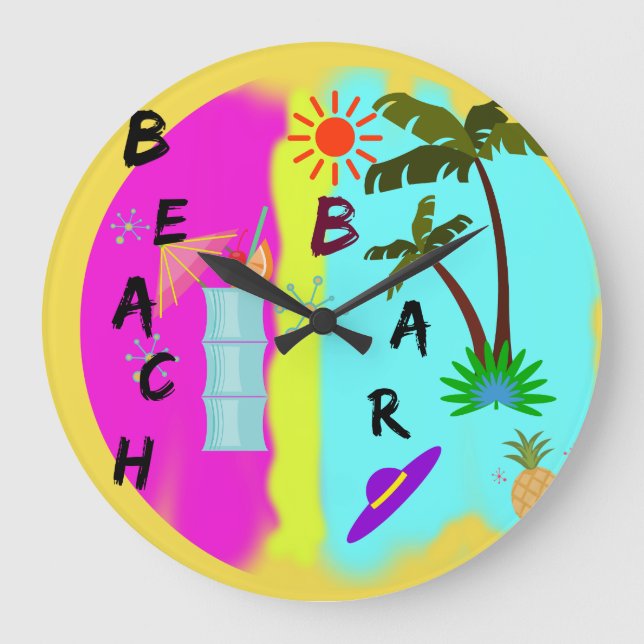 Strand-Bar Große Wanduhr (Vorderseite)