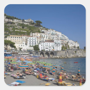 Strand bei Amalfi, Kampanien, Italien Quadratischer Aufkleber