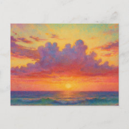 Strand bei Sonnenuntergang im Pastellstil - Meeres Postkarte