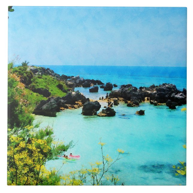 Strand bei St. George Bermuda Fliese (Vorderseite)