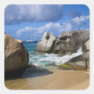 Strand bei Virgin Gorda, Britische Jungferninseln Quadratischer Aufkleber