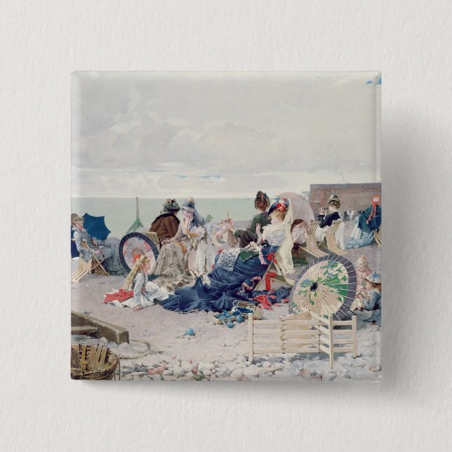 Strand bei Yport, 1878 (Öl auf Leinwand) Button (Vorderseite)