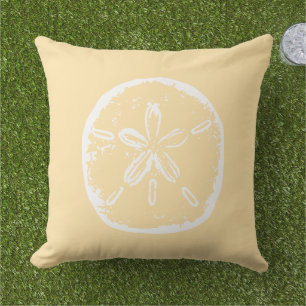 Strand-Beige und weiße Sanddollarmuschel Kissen