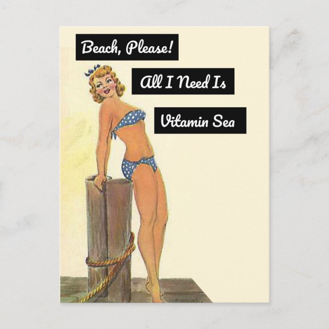 Strand bitte alles, was ich brauche, ist Vitamin S Postkarte (Vorderseite)
