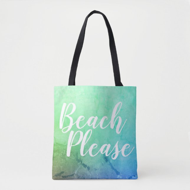 Strand Bitte Aquamarin Blue Ombre Beach Tasche (Vorderseite)